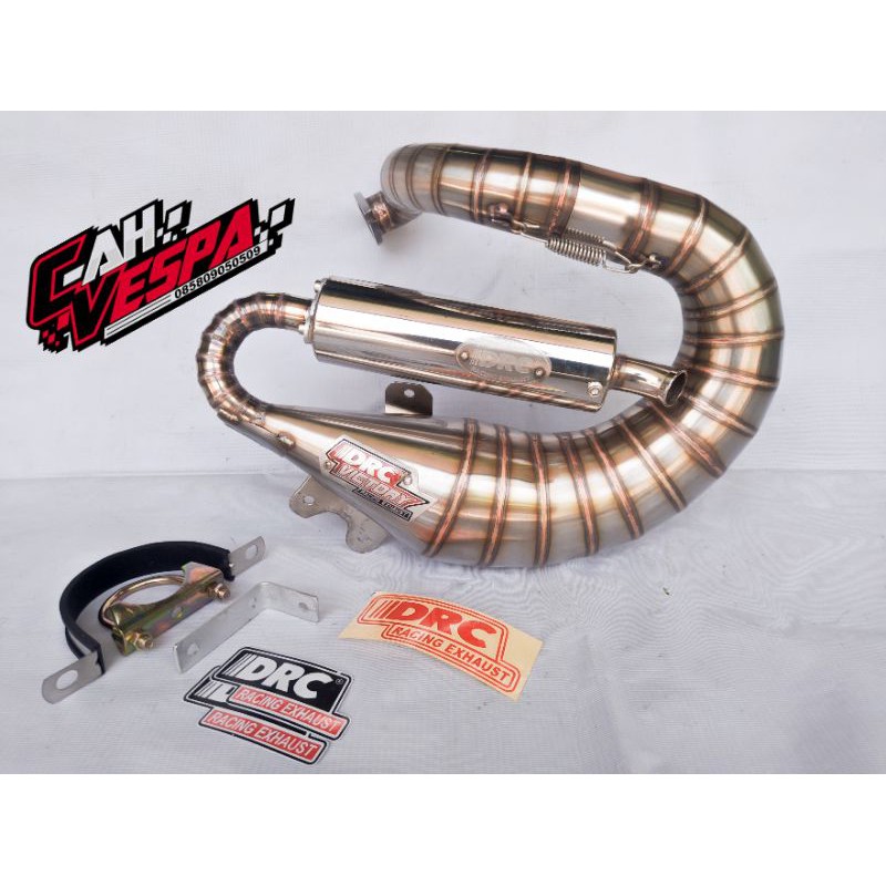 Knalpot Vespa DRC Victory Smallframe PTS Model Lumaca Full Stainless