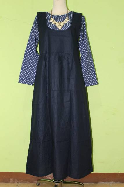 REALPICT GAMIS OVERALL POLKA SET dress polkadot baju polka