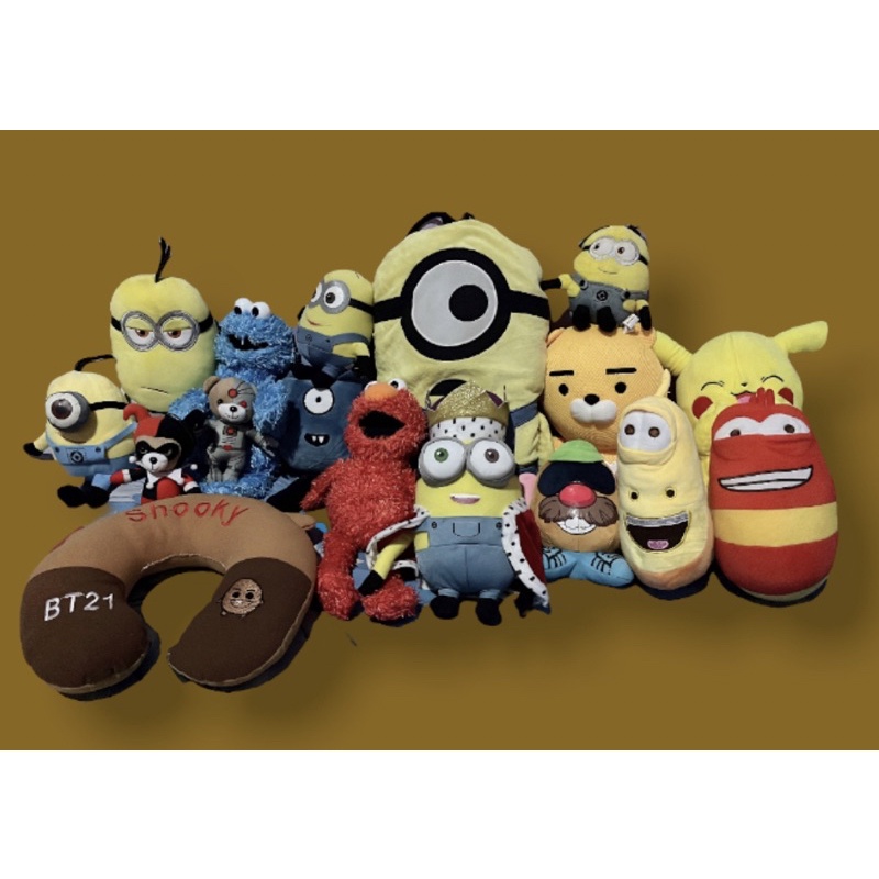 Boneka Plush Bear/Minions/Pokemon/HK/Elmo/Cookie Monster/Ryan Kakao/Elsa/Alice/Tmnt/Poror Doll
