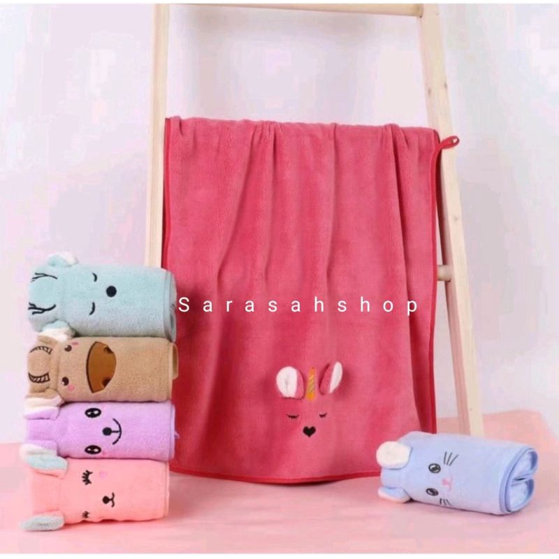 Handuk Bayi Microfiber Bulu Lembut Premium Uk 50x100 dan 60x120 cm Daya serap tinggi dan lembut