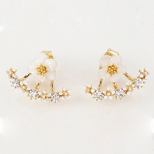 Hu Hu Hu Hu Hu Alat Bantu Pasang Kacamata♡ Anting Stud Desain Bunga Bahan Tembaga Gaya Korea Untuk Wanita