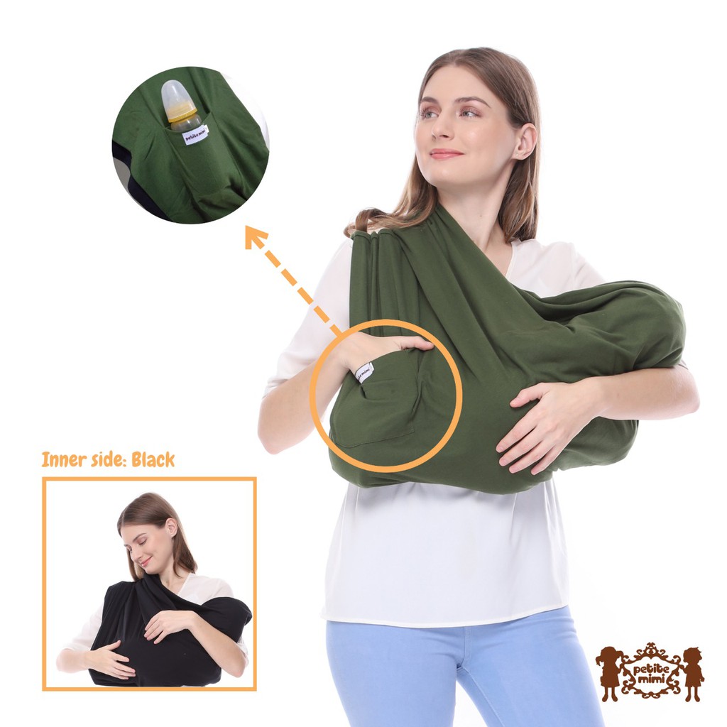 Petite Mimi Gendongan Kaos Bayi dengan Kantong Geos Simple Sling