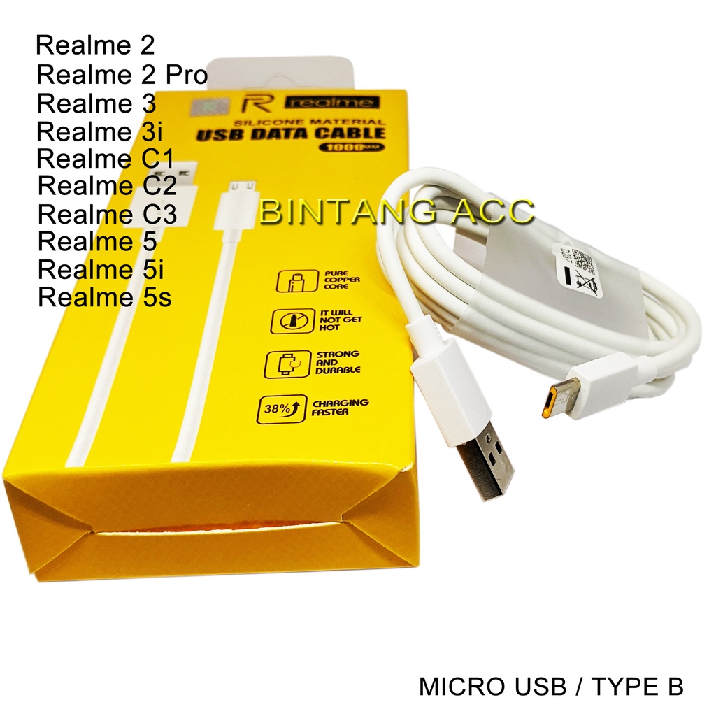 COD Kabel Charger Original Realme 2 2 Pro Realme 3 3i Realme C1 C2 C3 Realme 5 5i 5s 2 Ampere Micro