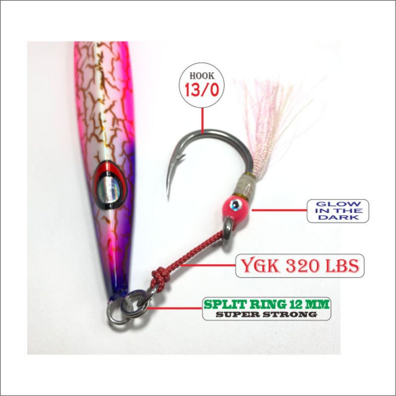 Metal Jig 550g Umpan Jigging Tokayo The Angler series + 2 assist single kevlar YGK 320Lbs