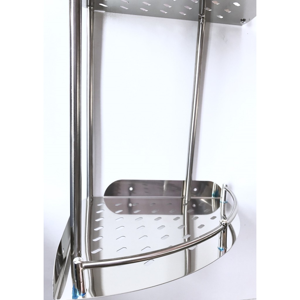 Rak Stainless Sudut 2 Susun Murah PK/ Rak Dapur Rak Kamar mandi double stainles Mandi Sabun pojok tingkat 2 /A45