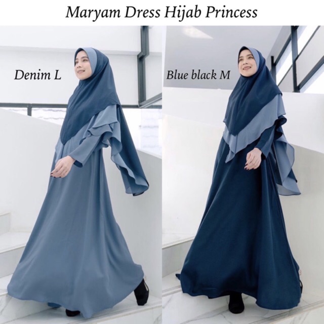 Maryam Dress Hijab Princess (Denim & Blueblack)