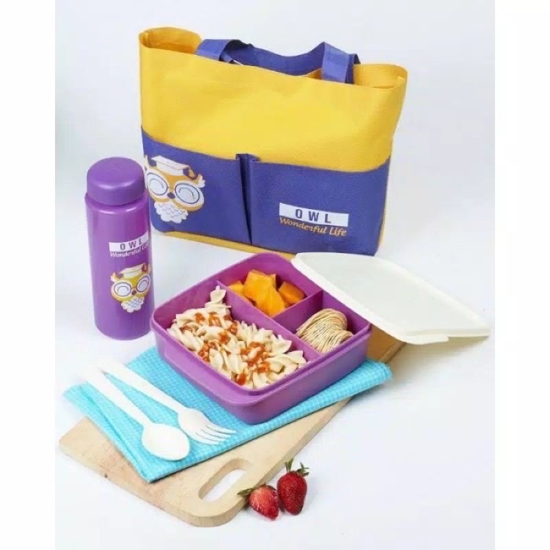 Tempat makan / lunchbox / kotak bekal set / lunch bag set