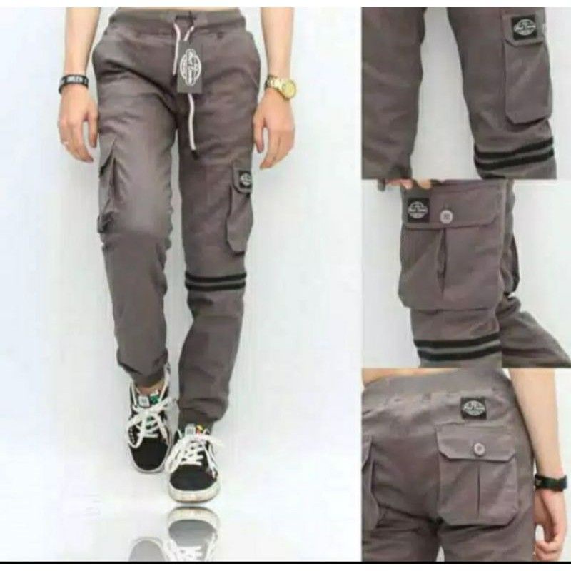 Celana Cargo Rip Jogger List Naruto Celana Kimpul Saku Samping Pinggang Karet Melar Trend Masa Kini Stylis