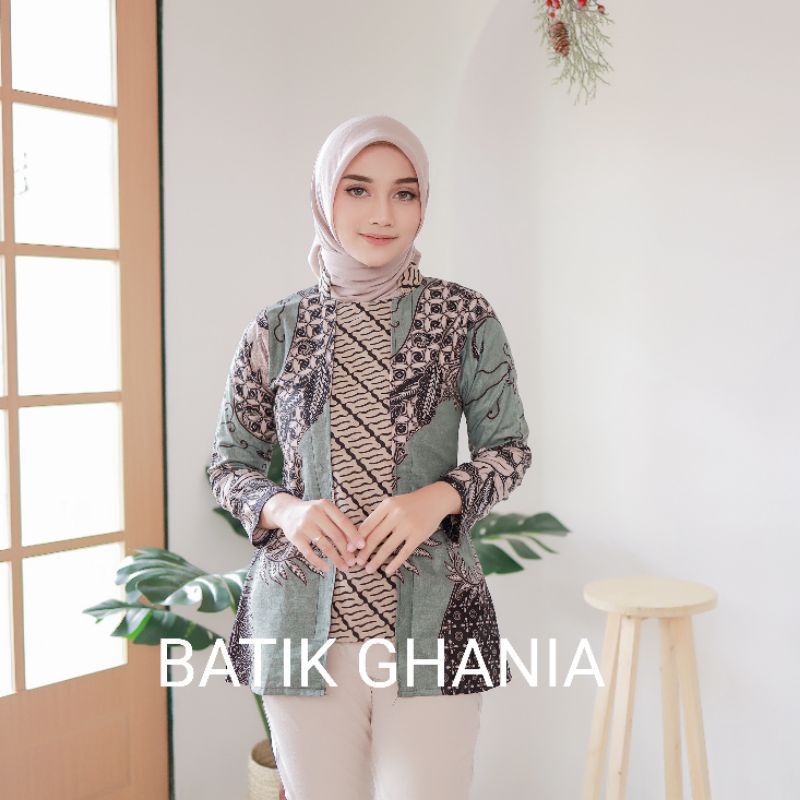 Batik wanita ASJ SA HRB026 Kenongo Kemeja Tosca Pendek-KATE IJO AZ