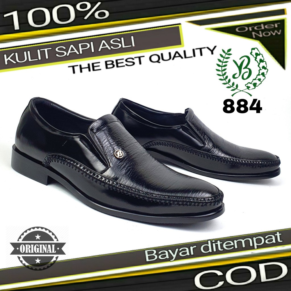 Sepatu Pantofel Pria Sepatu Pantopel Formal Hitam Kerja Pesta Kulit Asli Pentopel Yal Barneet 884