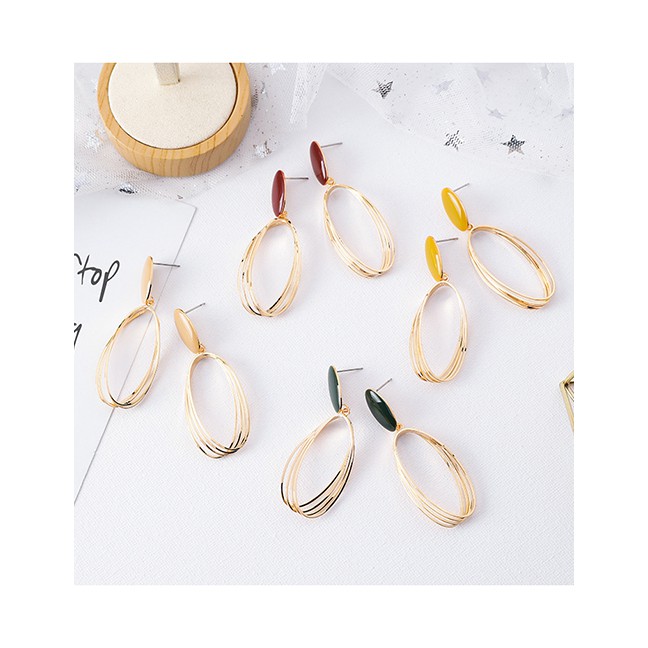 LRC Anting Tusuk Sweet Oval Shape Design Multilayer Earrings F2200X