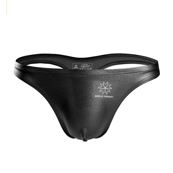 Celana Dalam Pria Sexy Celana Dalam Pria Kulit Leather Underwear - Hitam S