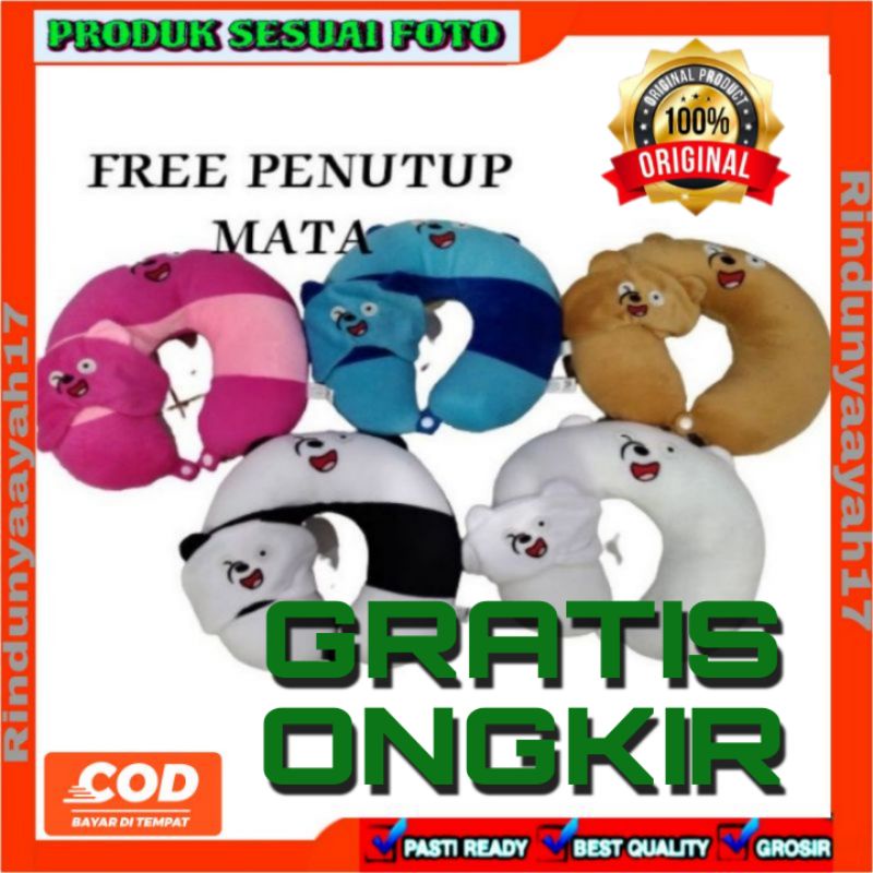 Bantal leher dewasa bantal mobil bantal traveling bonus penutup mata