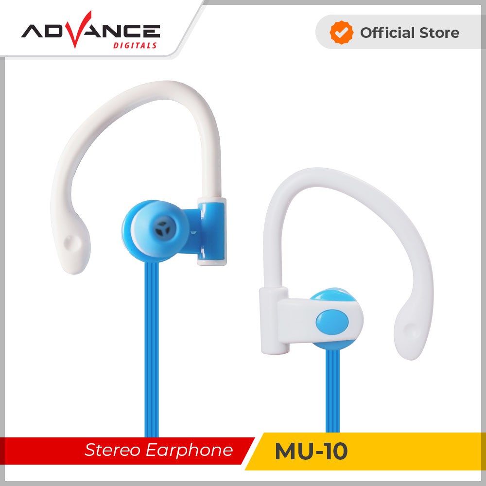 Advance Digitals Earphone Bluetooth 3.5MM Stereo Headset Powerful Sound With Mic MU10 Garansi Resmi 1 tahun