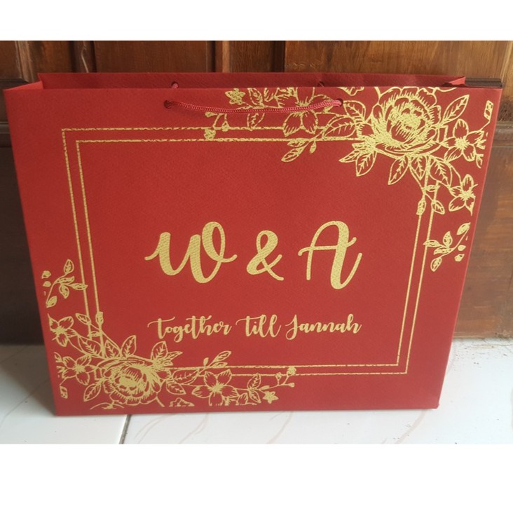

paperbag sablon P30xL8xT25 cm , paperbag merah marun, tas kertas , paperbag wedding, paperbag butik