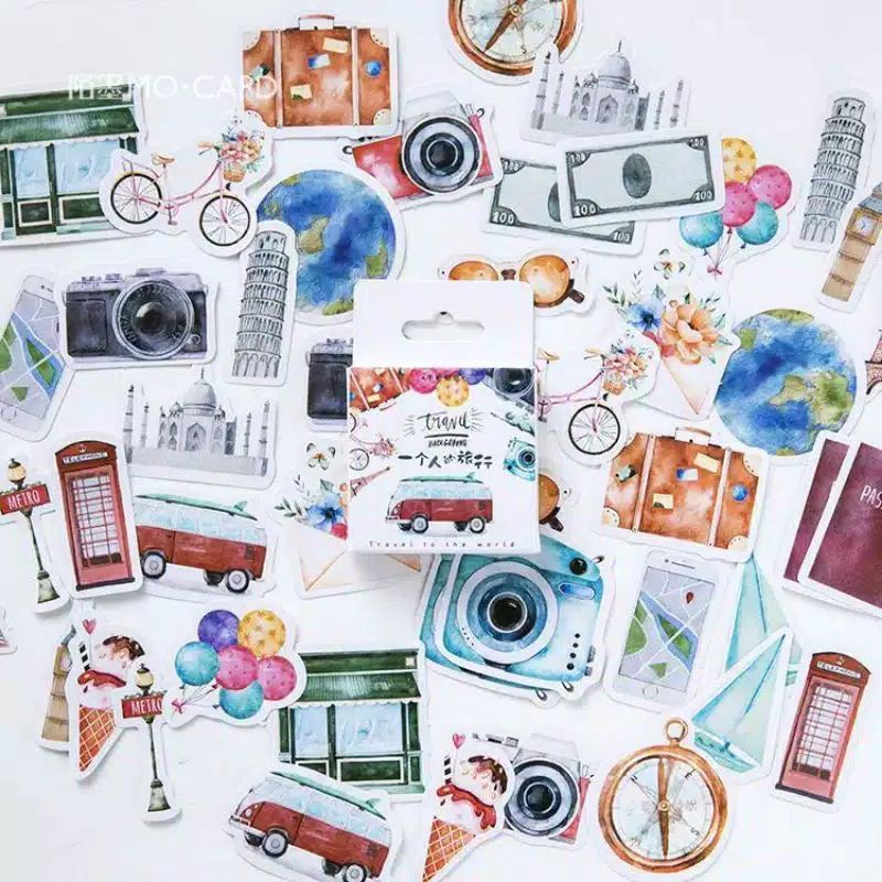 

TRAVEL - sticker diy scrapbook stiker aesthetic lucu murah per pcs 1kotak 46pcs
