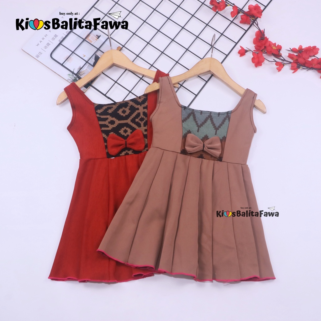 (BATIK) Dress Clairine uk 1-2 Tahun / Baju Yukensi Adem Fashion Pesta Dres Anak Perempuan