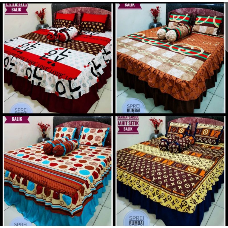 SPREI HOMADE RUMBAI SUSUN REMPEL MOTIF EMBOS LV/ GUCCI DLL UK.180 X200