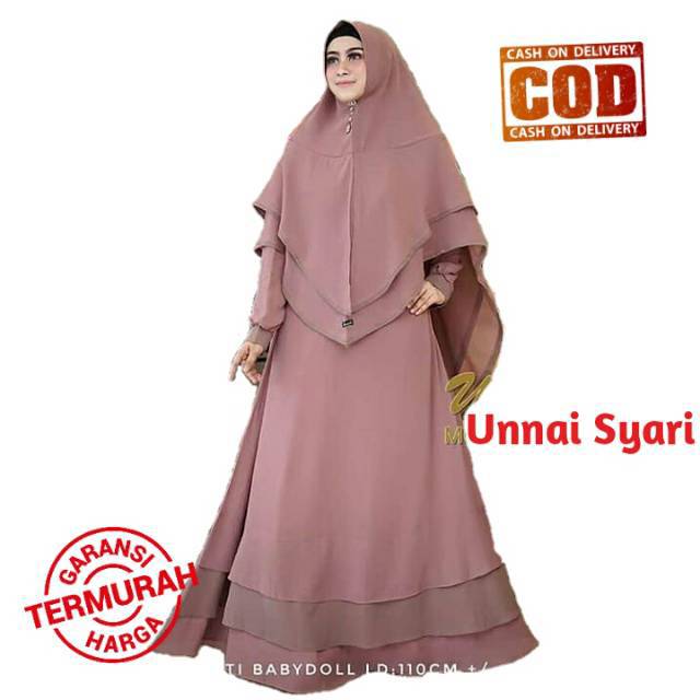 GAMIS SYARI UNAISAH SATU SET KRUDUNG KHIMAR (1KG 2PCS )