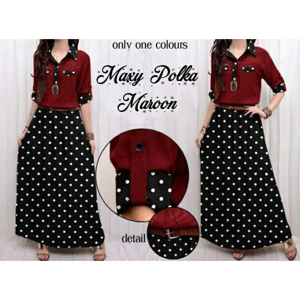 Maxy Rayon Polka Maroon