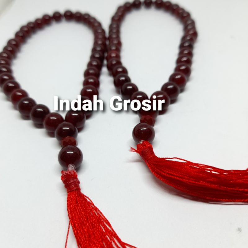 TASBIH BATU NATURAL GIOK MERAH 8MM 33BUTIR ORIGINAL STONE