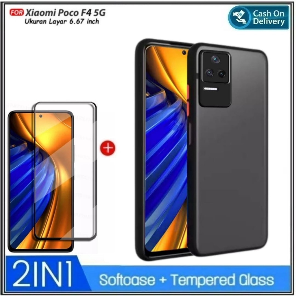 PAKET 2IN1 CASE Xiaomi Poco F4 5G Hard Soft My Choise Armor Matte Bumper Aero Dove Acrylic Shockprooft Transparent Matte Casing Hp Cover + Tempered Glass Layar DI ROMAN ACC