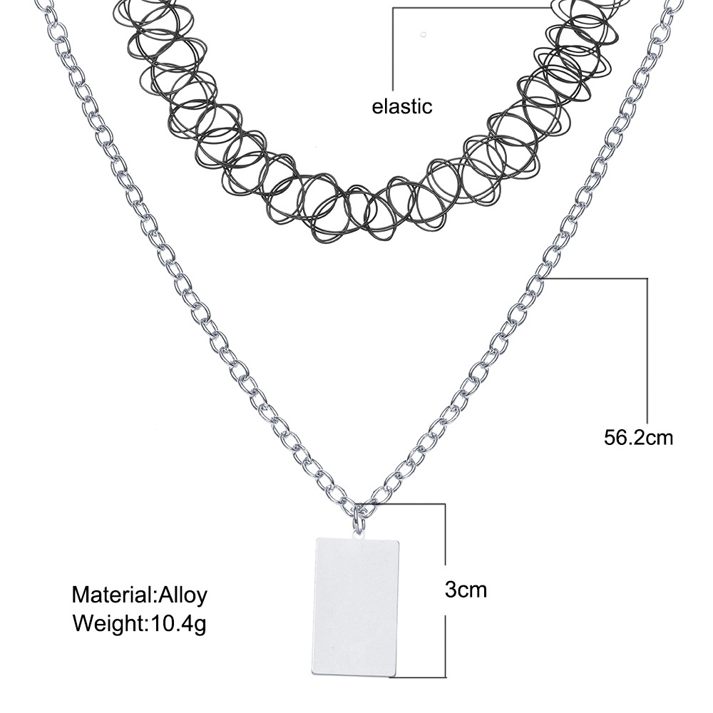 YEEZII Kalung Choker Rantai Klavikula Hias Liontin Elastis Warna Emas Gaya Korea Untuk Wanita