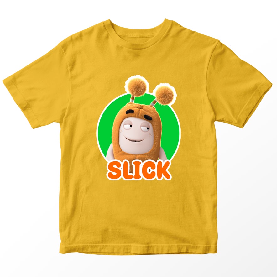 Kaos Oddbods Slick Anak, Warna Kuning Gold Umur 1-10 Tahun