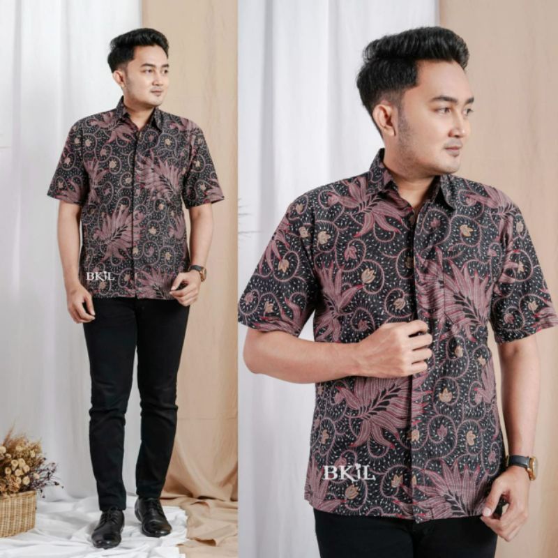 Batikalina - Batik Pria Lengan Pendek MOTIF Hem Baju Batik Pria Kemeja Batik Pria Size M L XL XXL Seragam Batik Kerja