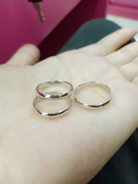 CIN CIN RING POLOS PERAK SILVER MURNI 925 LAPIS MAS PUTIH