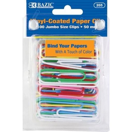 

Klip | Bazic Jumbo (50Mm) Color Paper Clips (100/Pack), Case Of 24