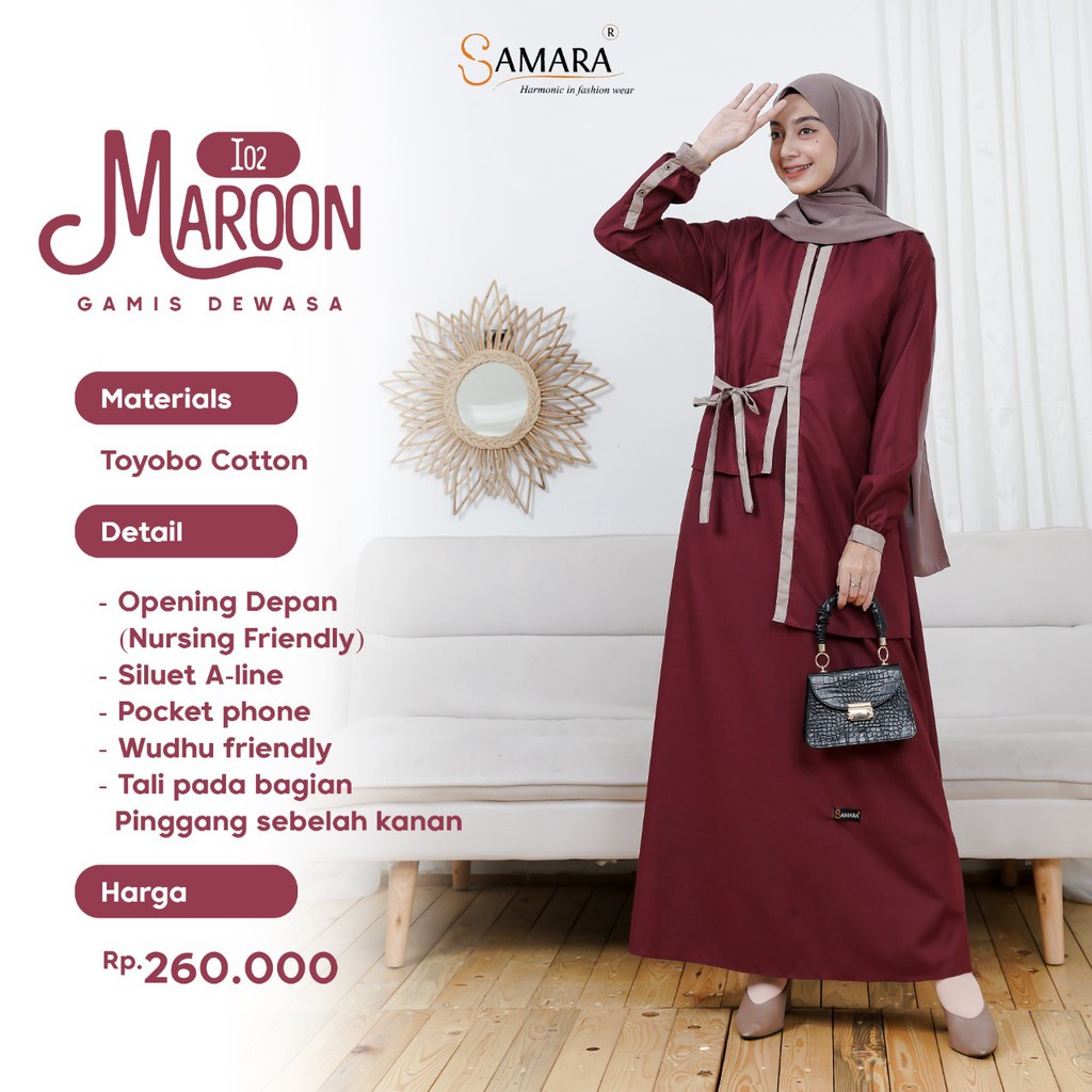 Busana Muslim Couple Sarimbit Gamis Couple Keluarga Maroon