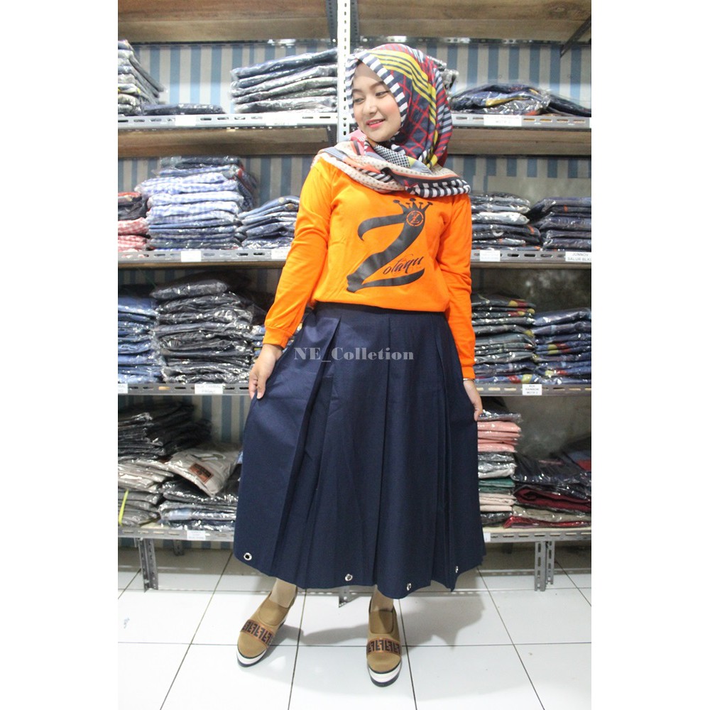Rok Wanita Rok Flare 7/8 Model Bot Ring Navy