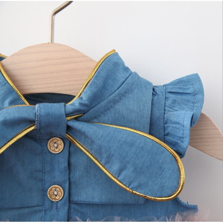 Dress bayi /baju dress anak /pakaian bayi anak  tanpa lenganmotif bintang jeans kualitas premium