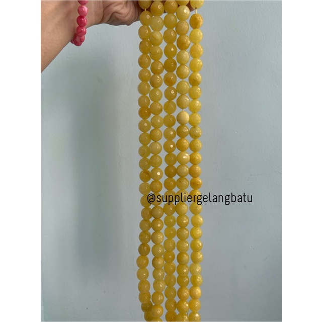 batu alam YELLOW AGATIS FACETED 14mm cutting kuning aksesoris craft