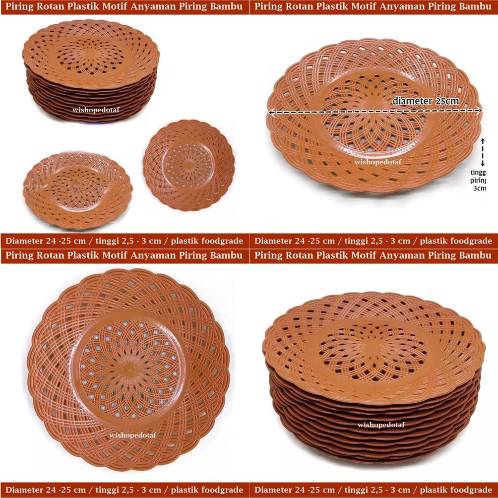 Piring Motif Rotan Plastik Anyaman Piring Bambu