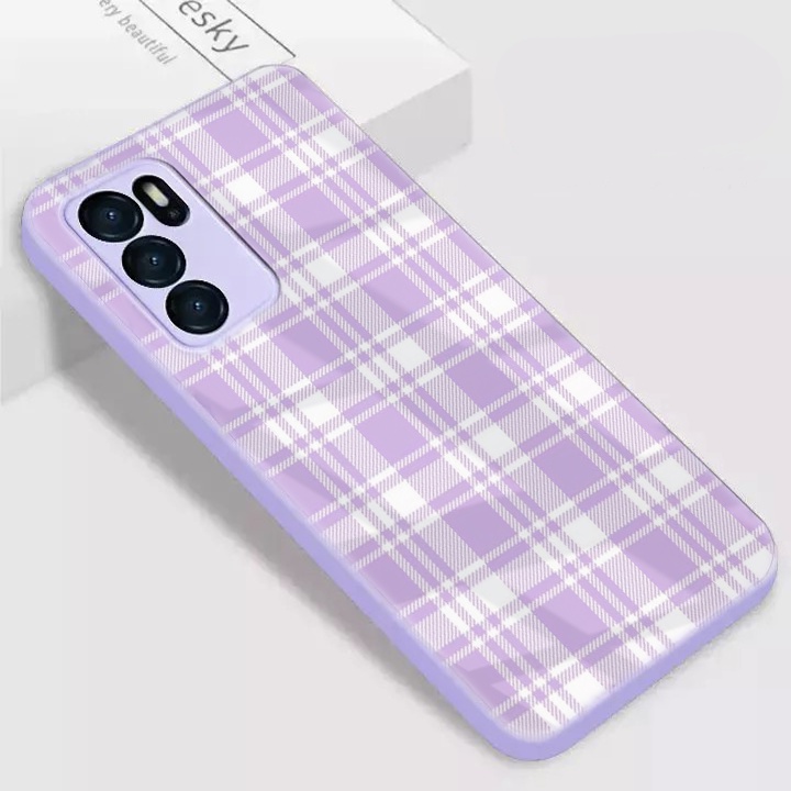 Softcase Glass Macaron Lilac | L20 | for OPPO A16 A15 A54 A5s/A7/A12 A95 4G A74 4G Reno 5 4g Reno 5f