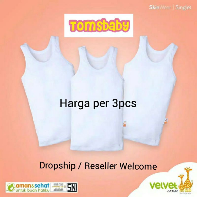 [0-10 Tahun] VELVET JUNIOR (3pcs) Kaos Dalam Singlet Anak/ Kaos Kutang Bayi