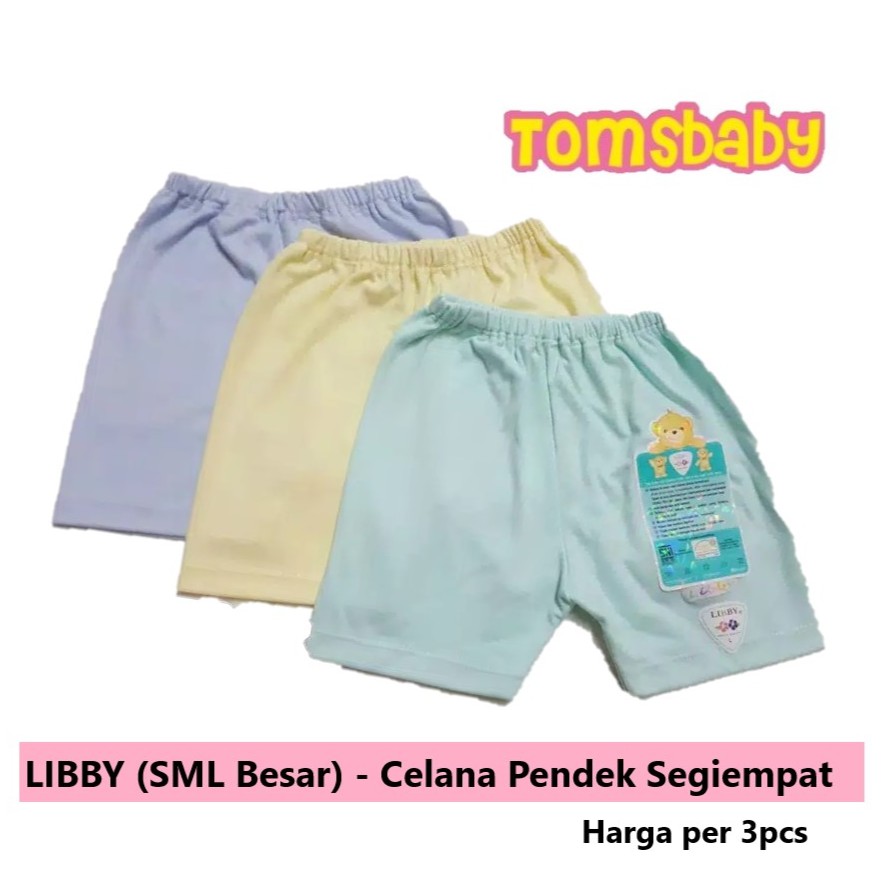 LIBBY [2L XL XXL] 3pcs Celana PENDEK Segiempat Anak Size BESAR WARNA (24-40bln)