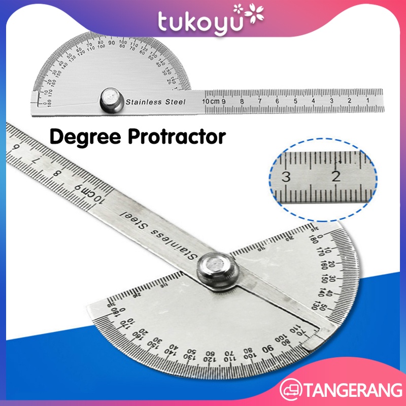 

0-180° Stainless Degree Protractor/Busur Derajat/Protractor Penggaris Jangka/Pengukur Sudut/Roundhead Measuring Ruler
