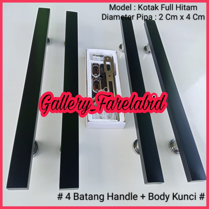 Handle Pintu Rumah Stainless Steel Kotak Hitam 80 Cm Full Set Body Kunci Gagang Pintu Rumah Modern Mewah 60 Cm Set Body Kunci Pegangan Pintu Kupu Tarung Besar 45 Cm Tarikan Pintu Rumah Utama Minimalis