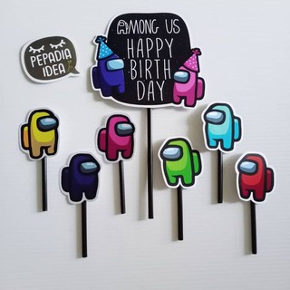 AMONG US HIASAN  KUE ULANG TAHUN CAKE TOPPER BIRTHDAY  