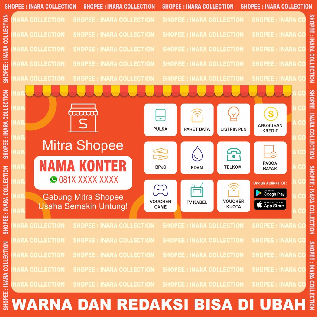 SPANDUK MITRA SHOPEE BERBAGAI UKURAN