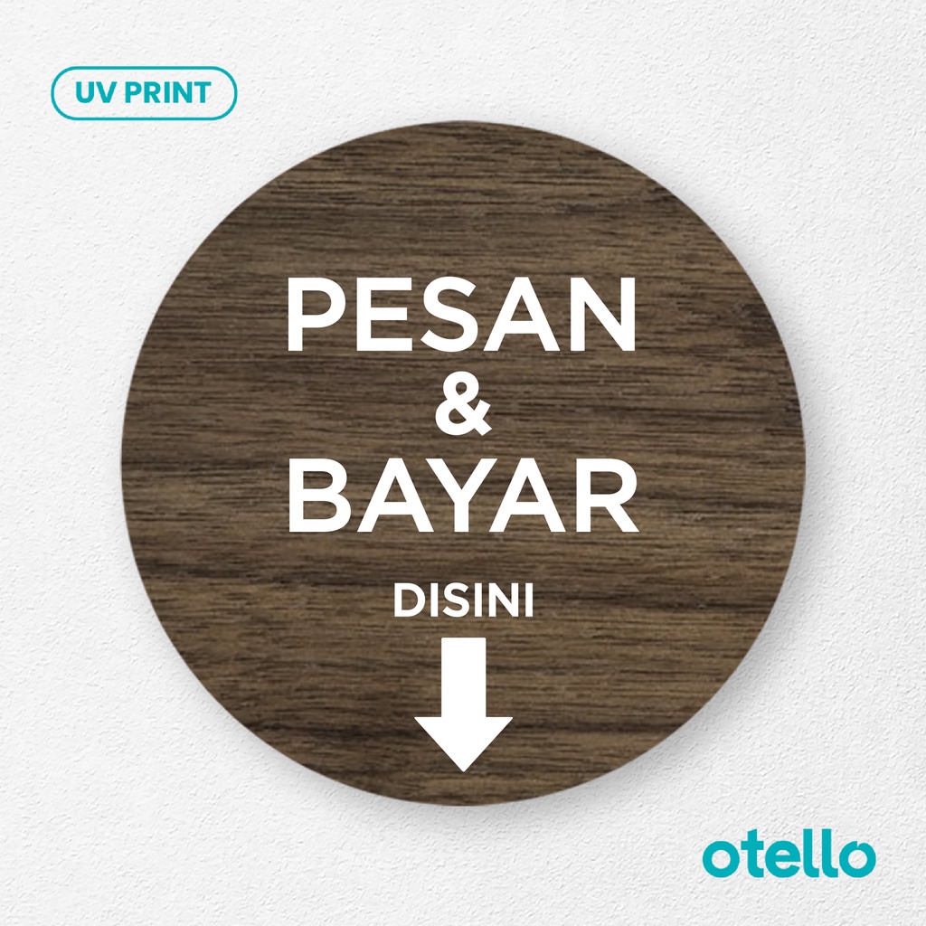 Signage Pesan dan Bayar Disini Sign Board Kayu Wood Papan Label Tempel Dinding Toko Restoran Cafe