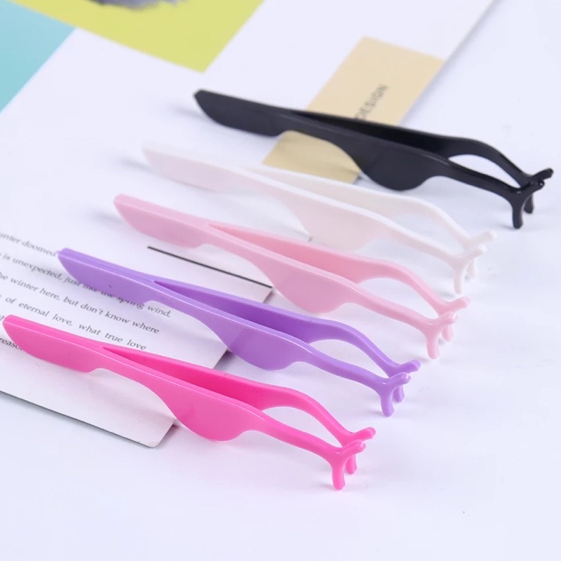 False Eyelash Plastic Tweezers False Eyelashes Applicator Eyelash Extension Curler Nipper Auxiliary Clamp Makeup Forceps Tools