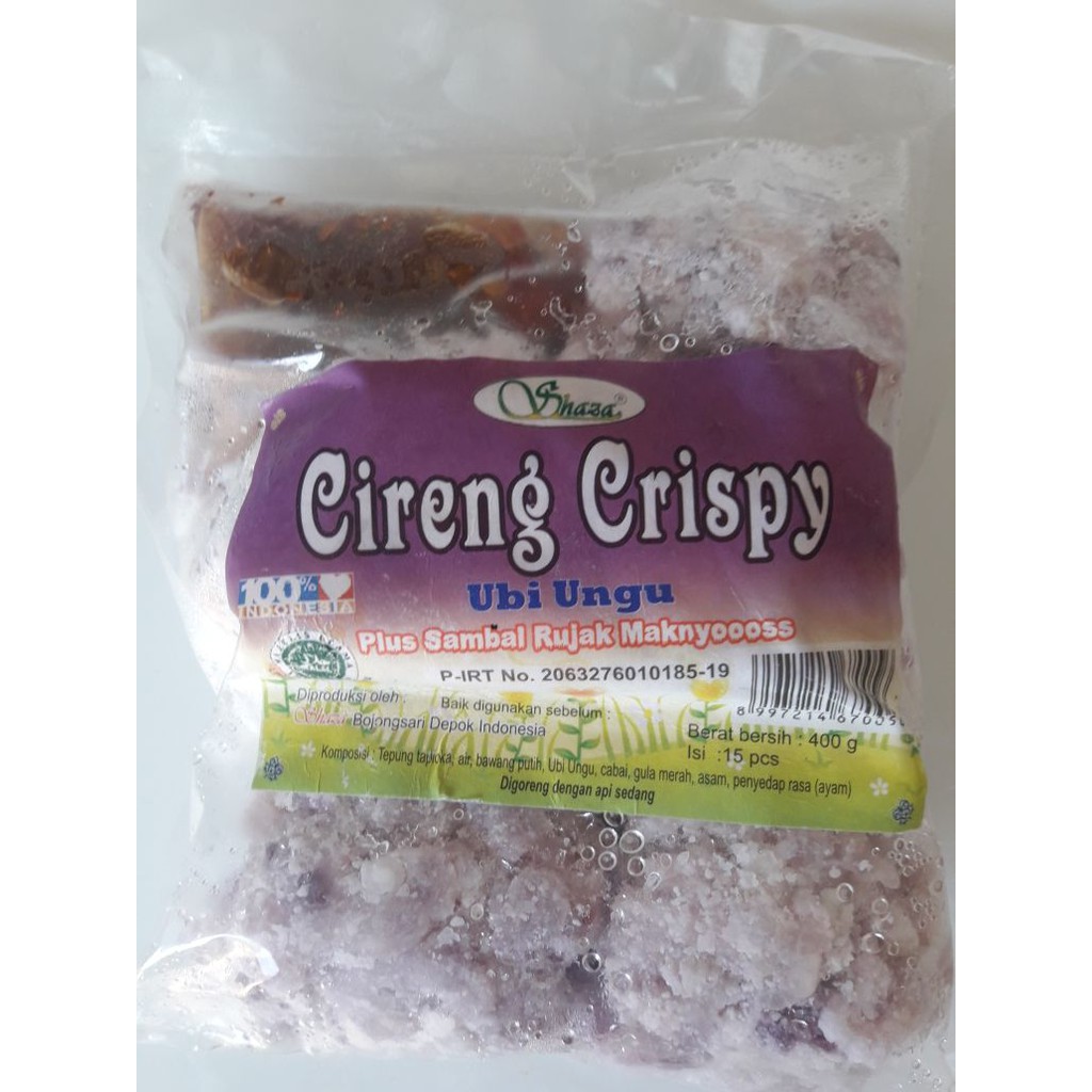 

Cireng Crispy Ubi Ungu Plus Sambal Rujak Shaza 400gr (isi 15pcs)