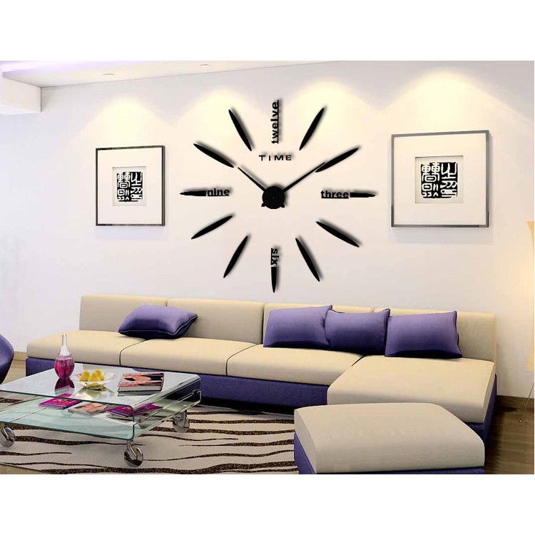 Jam Dinding Besar DIY 3D Giant Diameter 80-130cm Tempel Huruf Hiasan Angka Jumbo Raksasa Unik Aesthetic Minimalis-202 BLACK JUMBO