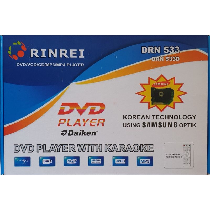 DVD VCD CD MP3 MP4 DAIKEN DK-595D / RINREI DRN533D Karaoke, USB Player