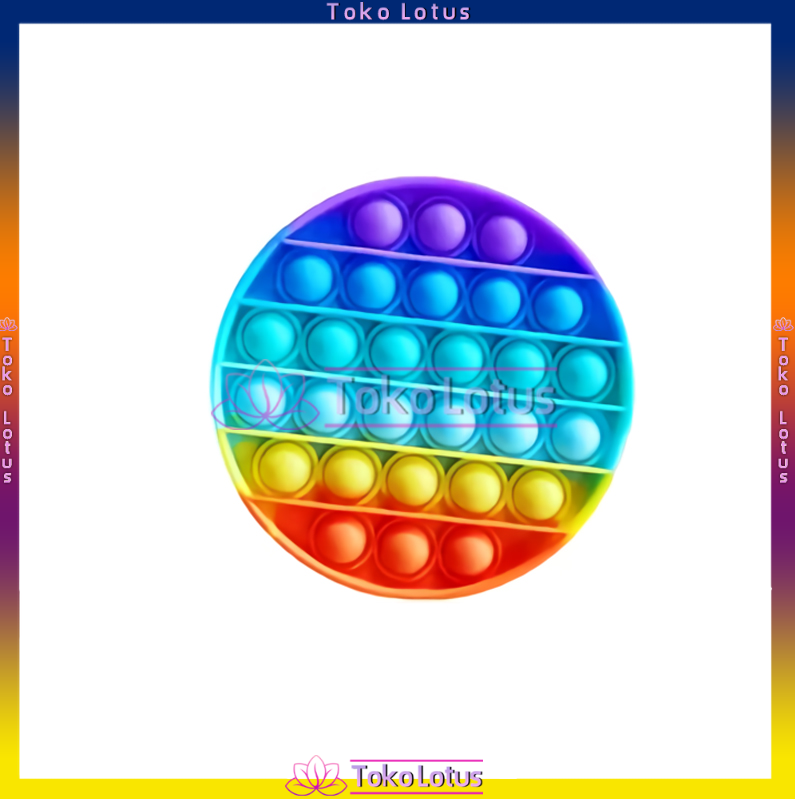 NEW POP IT MAINAN ANAK FIDGET KIDS TOY PUSH BUBBLE PENGHILANG STRESS [BISA BAYAR COD]-Round Rainbow