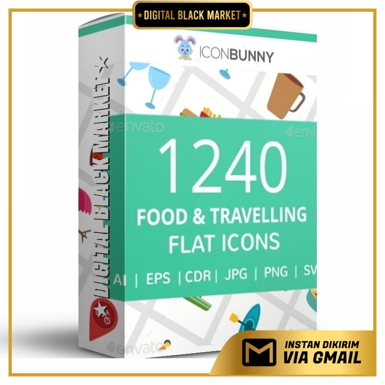 1240 Food Travelling Flat Icons - Vector Designs